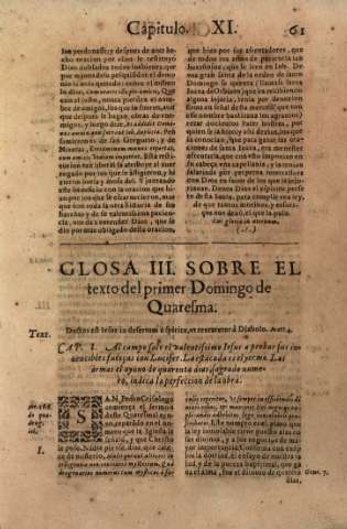Glosa III. Sobre el texto del primer Domingo de Quaresma