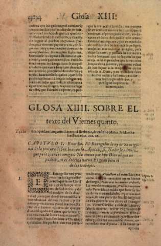 Glosa XIIII. Sobre el texto del Viernes quinto