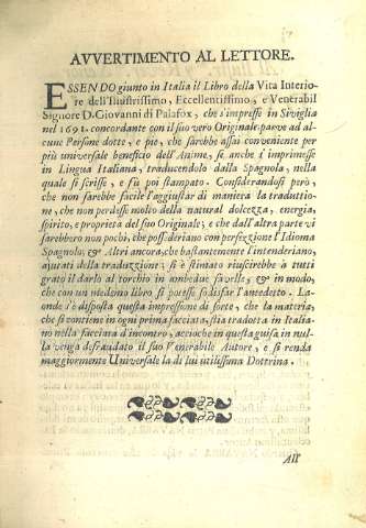 Avvertimento al lettore
