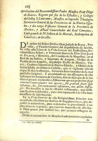 Aprobacion del Reverendissimo Padre Maestro Fray Diego de Ibarra...