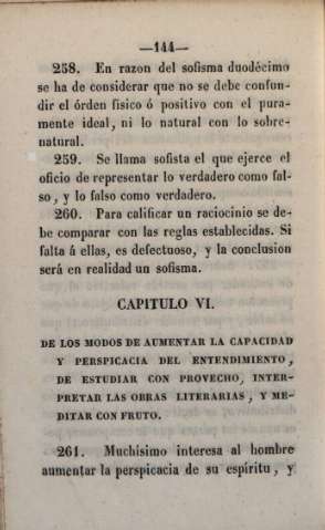 Capítulo VI. De los modos de aumentar la capacidad y perspicacia del entendimiento, de estudiar con provecho, interpretar las obras literarias, y meditar con fruto