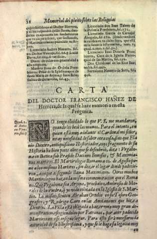 Carta del doctor Francisco Hañez de Herrera...