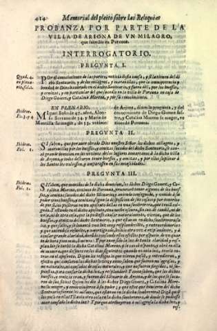 Probanza por parte de la villa de Arjona de vn milagro... Interrogatorio.