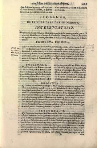 Probanza de la villa de Arjona en Cordova. Interrogatorio.
