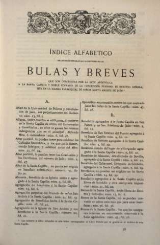 Índice alfabético de las cosas notables que se contienen en las Bulas y Breves