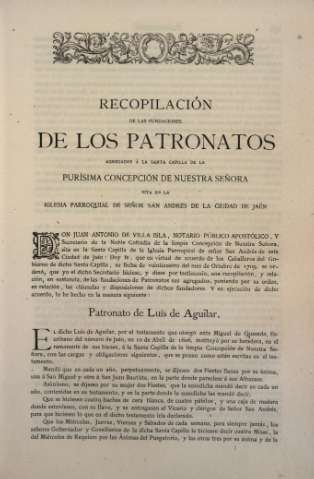 Recopilación de las Fundaciones de los Patronatos