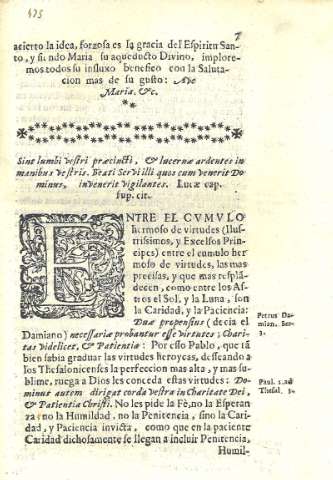 Sint lumbi vestri pracincti... Entre el cvmvlo hermoso de virtudes...