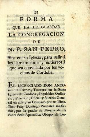 Forma que ha de guardar la Congregacion de N. P. San Pedro