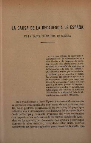 La causa de la decadencia de España es la falta de Marina de Guerra
