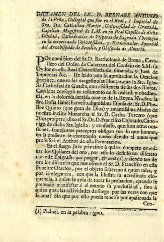 Dictamen del Lic. D. Bernabe Antonio de la Peña...
