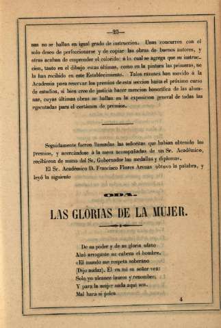 Oda. Las glorias de la mujer
