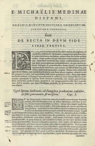 F. Michaëlis Medinae Hispani, ordinis minorvm, regvlaris observantiae ... Liber tertivs