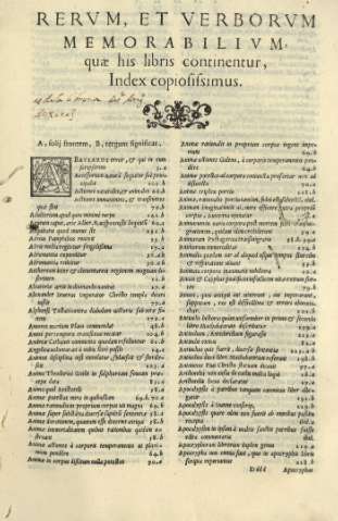 Rervm, et verborvm memorabilivm quae his libris continentur. Index copiosissimus