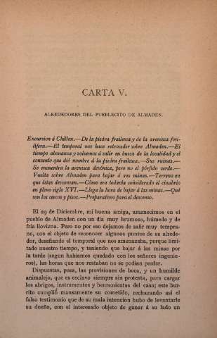 Carta V. Alrededores del pueblecito de Almaden