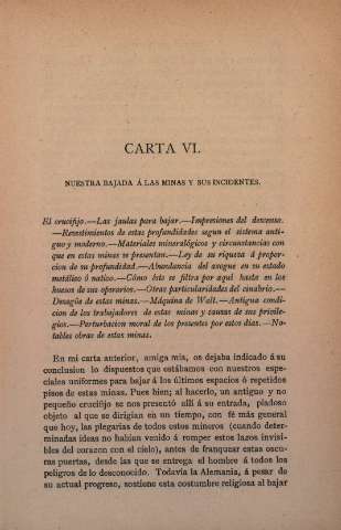 Carta VI. Nuestra bajada á las minas y sus incidentes