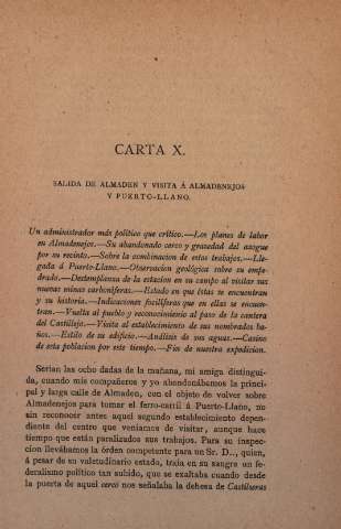 Carta X. Salida de Almaden y visita á Almadenejos y Puerto-LLano