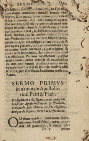 Sermo primvs in natiuitate Apostolorum Petri & Pauli