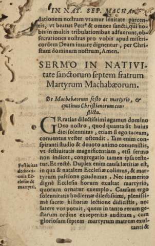 Sermo in nativitate sanctorum septem fratum Martyrum Machabaeorum