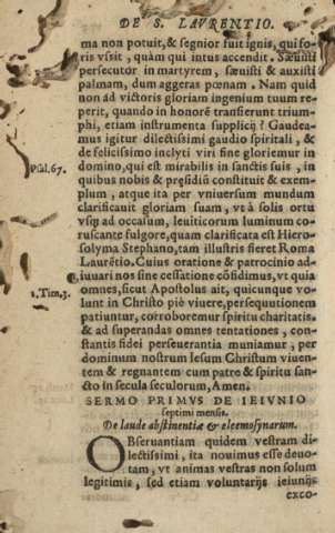Sermo primvs de ieuvnio septimi mensis. De laude abstinentia er eleemosynarum