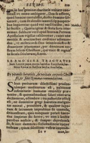 Sermo sive tractatvs beati Leonis papae contra haeresim Eutychetis, habitus Romae in Basilica sanctae Anastasiae