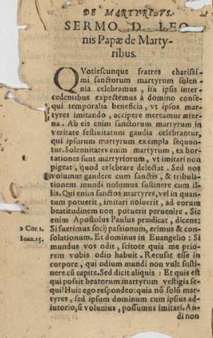 De martyribvs. Sermo D. Leonis Papae de Martyribus