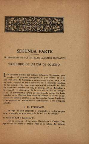 Segunda Parte. El homenaje de los antiguos alumnos escolapios...