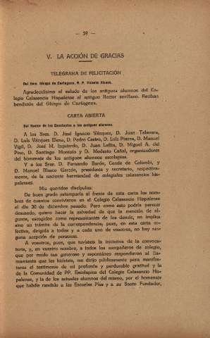 V. La acción de gracias