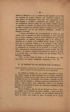 II. La morada de las escuelas Pías de Sevilla