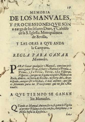 Memoria de los manvales, y processiones qve son a cargo 