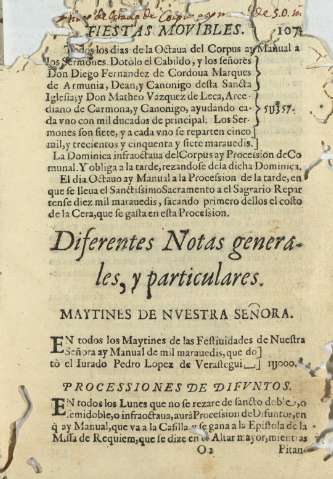 Diferentes Notas generales, y particulares
