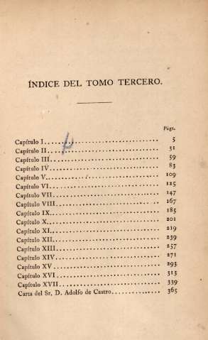 Índice del Tomo Tercero