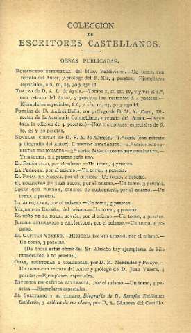 Colección de escritores castellanos. Obras publicadas
