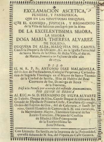 Exclamacion ascetica, fúnebre, y panegyrica, que en las sumptuosas exequias, que el Consejo, Justicia, y Regimiento ...