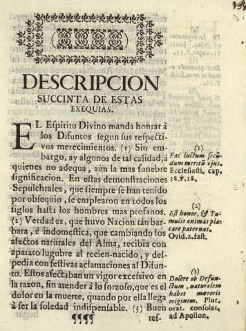 Descripcion succinta de estas exequias