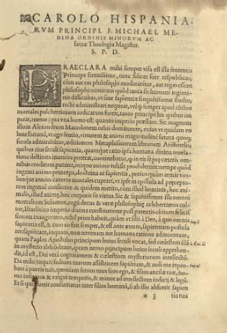 Carolo Hispaniarvm Principi. F. Michael Medina ordinis minorvm ac facrae Theologia Magister