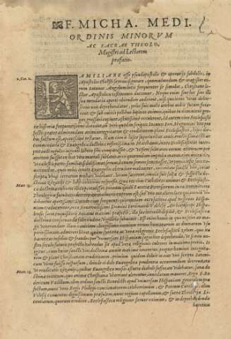 F. Micha. Medi. ordinis minorvm ac sacrae Theolo. Magristri ad Lectorem praefatio