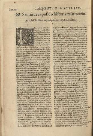 Sequitur exppsitio historiae resurrectionis Iesu Christi ex capite Matthaei vigesimo octauo