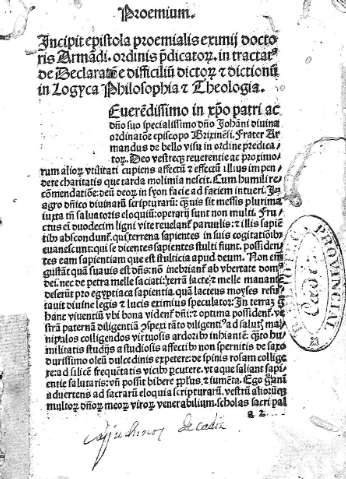 [Incipit epistola proemialis eximii doctoris Armandi...] a 2