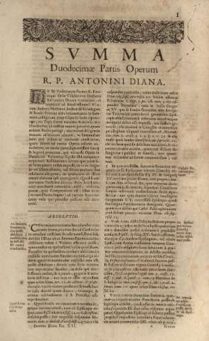 Svmma Duodecimae Partis Operum R. P. Antonini Diana. Absolutio