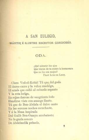 A San Eulogio, mártir é ilustre escritor cordobés. Oda