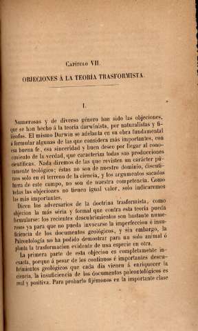 Capítulo VII. Objeciones á la teoría trasformista