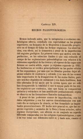 Capítulo XIV. Hechos paleontológicos