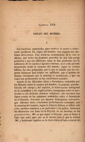 Capítulo XVII. Origen del hombre