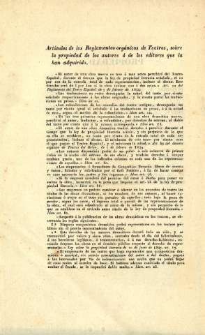 Articulos de los Reglamentos orgánicos de Teatros...