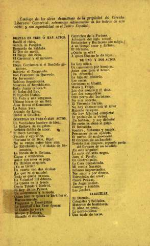 Catálogo de las obras dramáticas de la propiedad del Circulo Literario Comercial...