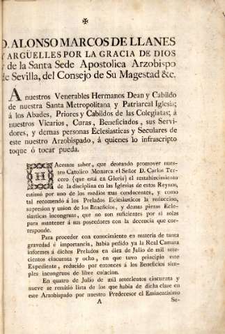 D. Alonso Marcos de LLantes y Argüelles por la gracia de Dios y de la Santa Sede Apostolica ...