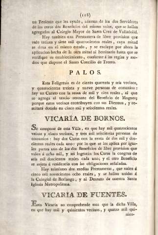 Vicaría de Bornos. Vicaría de Fuentes
