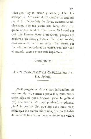 Sermon X. Á un capon de la Capilla de la Sta. Iglesia.
