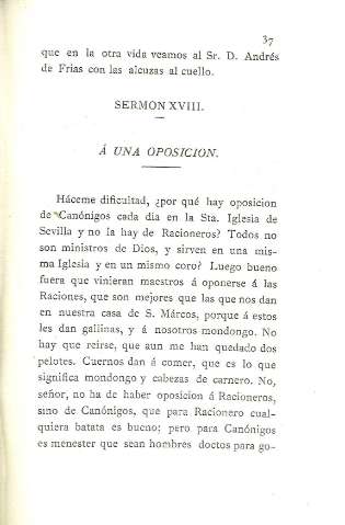 Sermon XVIII. Á una oposicion.
