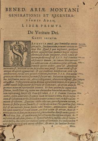 Bend. Ariae Montani generationis Adam, Liber primvs. De Veritate Dei